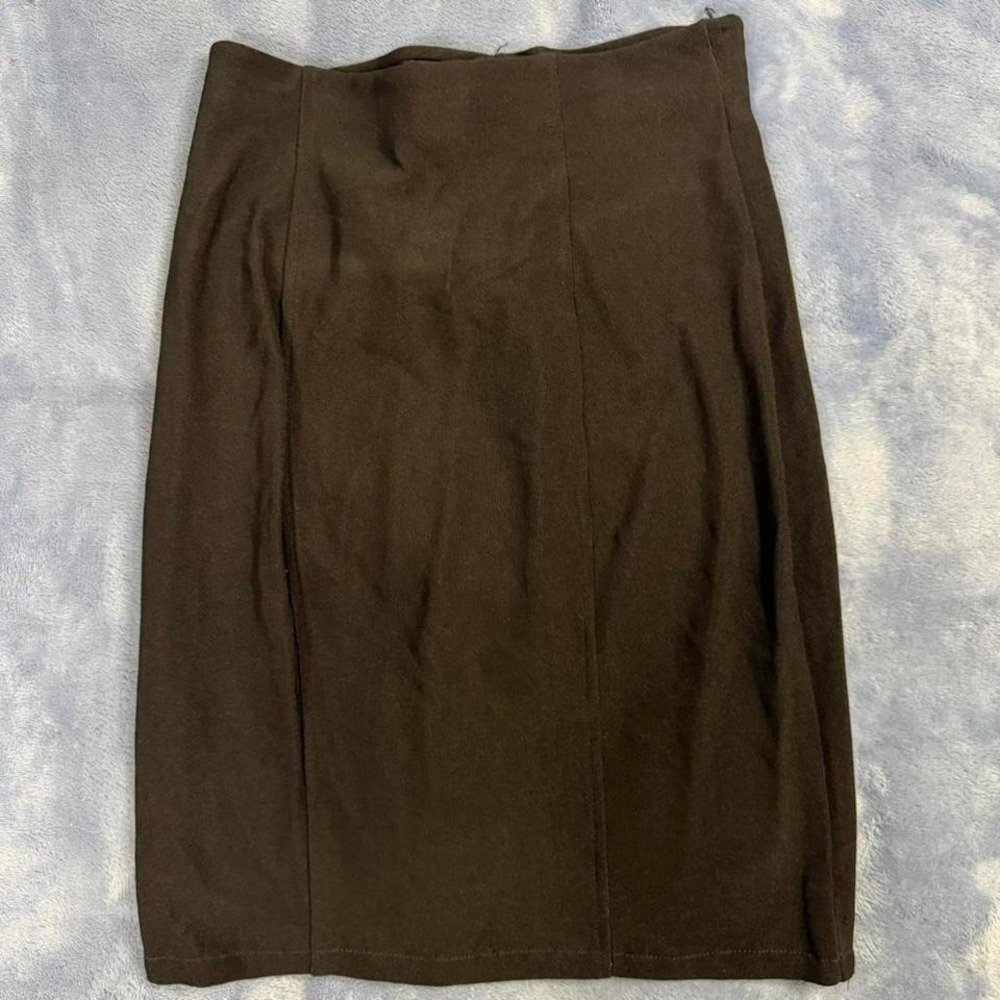 Vintage‎ black  midi skirt with side slit and pockets women size m